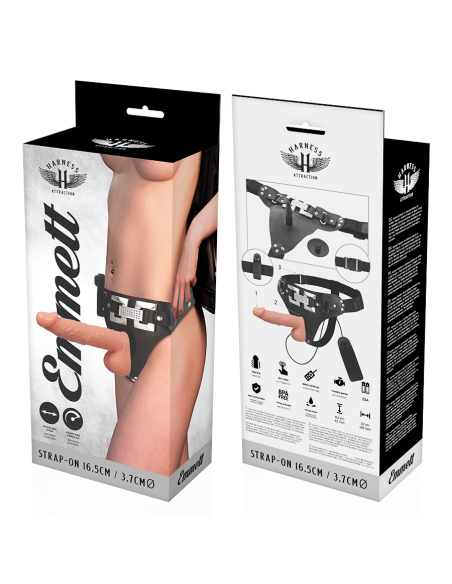 HARNESS ATTRACTION - ARNÉS EMMETT REALÍSTICO VIBRADOR 16.5 CM -O- 3.7 CM