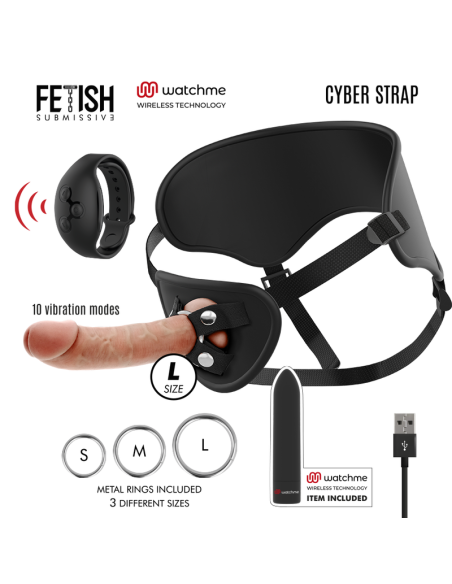 FETISH SUBMISSIVE CYBER STRAP - ARNÉS CON DILDO Y BALA CONTROL REMOTO TECNOLOGÍA WATCHME L