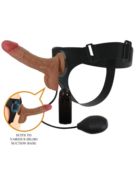 PRETTY LOVE - HARNESS BRIEFS UNIVERSAL CON DILDO VIBRACIÓN Y SQUIRTING 15.5 CM MULATO