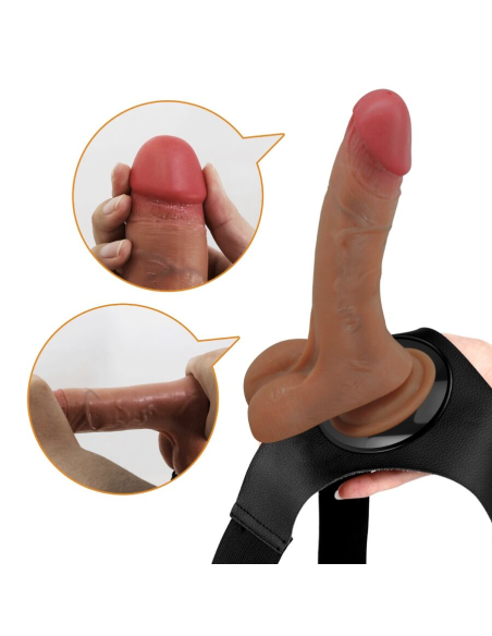 PRETTY LOVE - HARNESS BRIEFS UNIVERSAL CON DILDO VIBRACIÓN Y SQUIRTING 15.5 CM MULATO