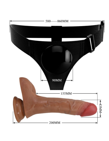 PRETTY LOVE - HARNESS BRIEFS UNIVERSAL CON DILDO VIBRACIÓN Y SQUIRTING 15.5 CM MULATO