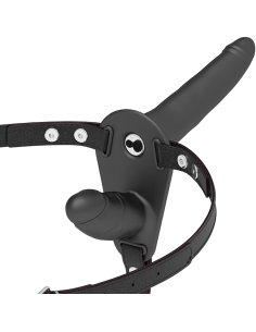 FETISH SUBMISSIVE HARNESS - DOBLE PENETRACIÓN VIBRADOR NEGRO