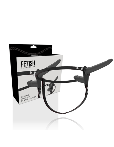 FETISH SUBMISSIVE HARNESS - DOBLE PENETRACIÓN VIBRADOR NEGRO