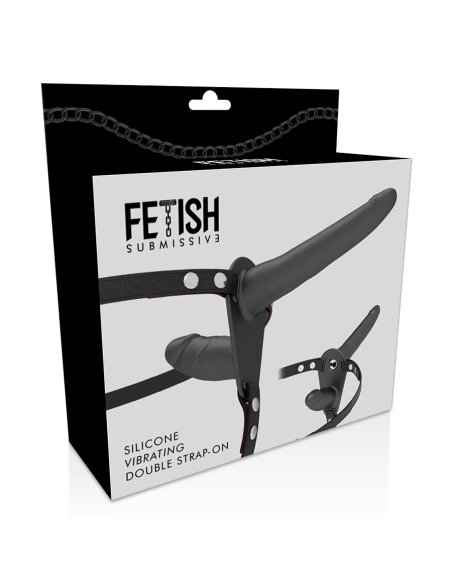 FETISH SUBMISSIVE HARNESS - DOBLE PENETRACIÓN VIBRADOR NEGRO