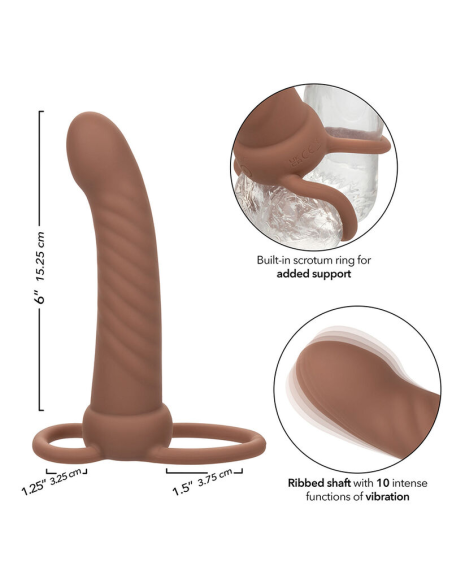 CALEXOTICS - MAXX DOBLE PENETRADOR ACANALADO 10 VIBRACIONES MULATO