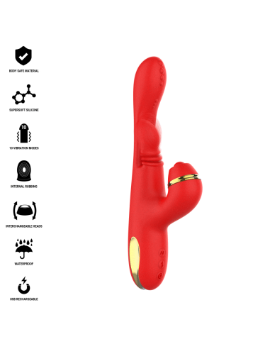 INTENSE - KATY ESTIMULADOR CLÍTORIS MULTIFUNCIÓN 4 CABEZALES INTERCAMBIABLES ROJO