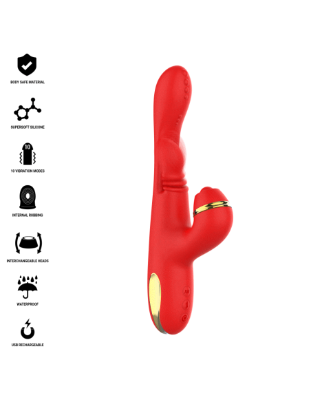 INTENSE - KATY ESTIMULADOR CLÍTORIS MULTIFUNCIÓN 4 CABEZALES INTERCAMBIABLES ROJO