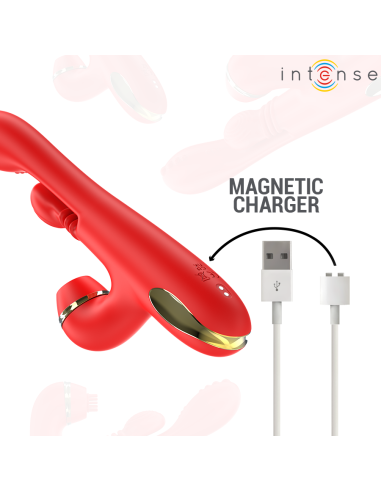 INTENSE - KATY ESTIMULADOR CLÍTORIS MULTIFUNCIÓN 4 CABEZALES INTERCAMBIABLES ROJO