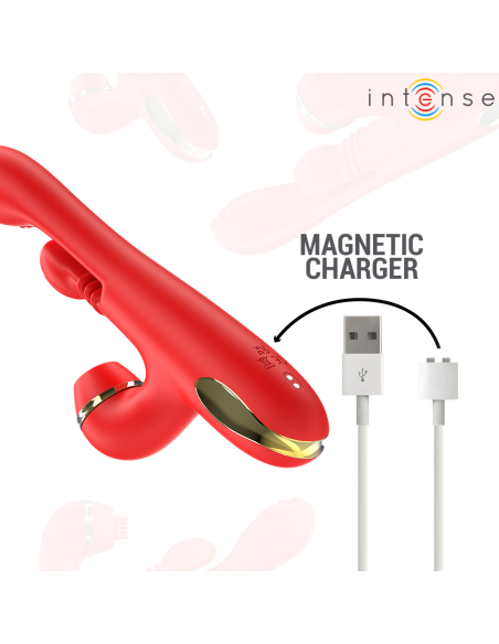 INTENSE - KATY ESTIMULADOR CLÍTORIS MULTIFUNCIÓN 4 CABEZALES INTERCAMBIABLES ROJO