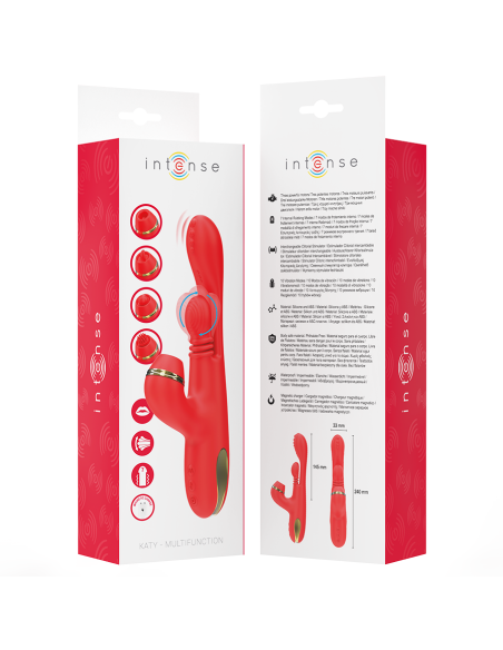 INTENSE - KATY ESTIMULADOR CLÍTORIS MULTIFUNCIÓN 4 CABEZALES INTERCAMBIABLES ROJO