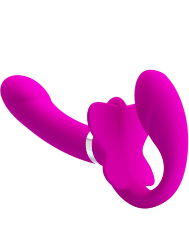 PRETTY LOVE - VALERIE VIBRADOR DOBLE STRAP-ON 12 VIBRACIONES MORADO