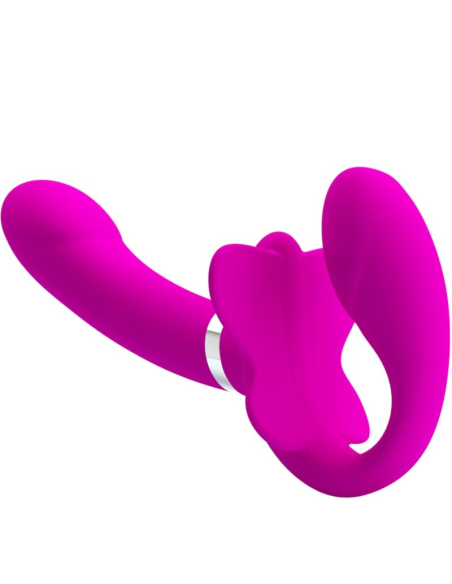 PRETTY LOVE - VALERIE VIBRADOR DOBLE STRAP-ON 12 VIBRACIONES MORADO