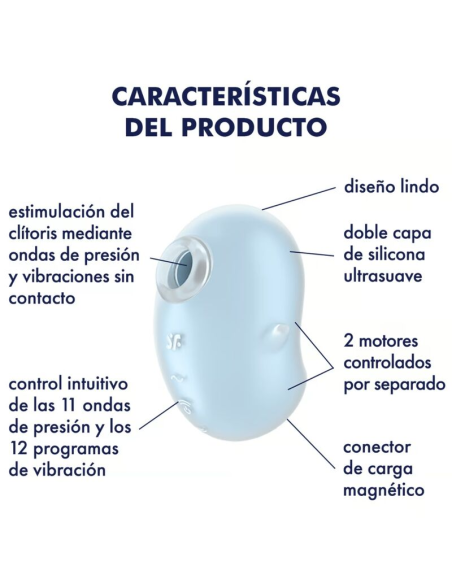 SATISFYER - CUTIE GHOST VIBRADOR LAY-ON AZUL CLARO