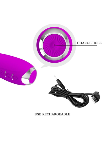 PRETTY LOVE - HECTOR VIBRADOR ELECTROSHOCK RECARGABLE and IMPERMEABLE MORADO