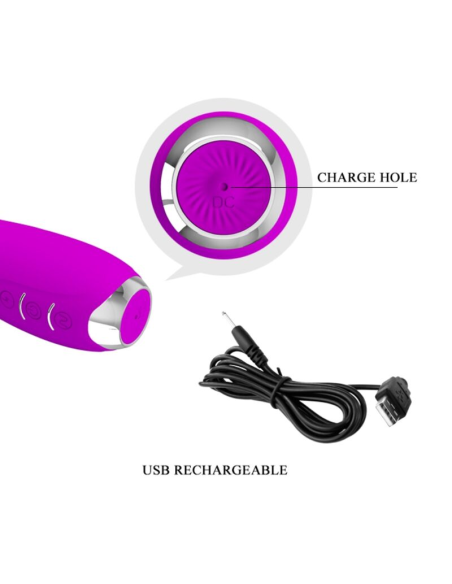 PRETTY LOVE - HECTOR VIBRADOR ELECTROSHOCK RECARGABLE and IMPERMEABLE MORADO