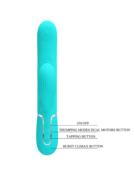 PRETTY LOVE - PERLITA VIBRADOR PUNTO G 3 EN 1 MULTIFUNCIÓN VERDE AGUA