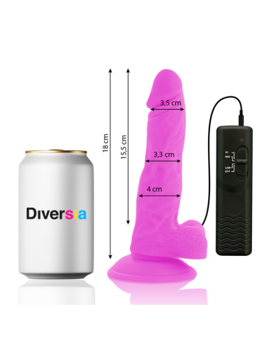 DIVERSIA - DILDO REALÍSTICO FLEXIBLE CON VIBRACIÓN LILA 18 CM -O- 4 CM