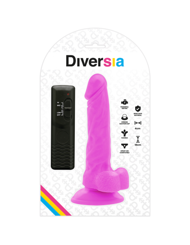 DIVERSIA - DILDO REALÍSTICO FLEXIBLE CON VIBRACIÓN LILA 18 CM -O- 4 CM