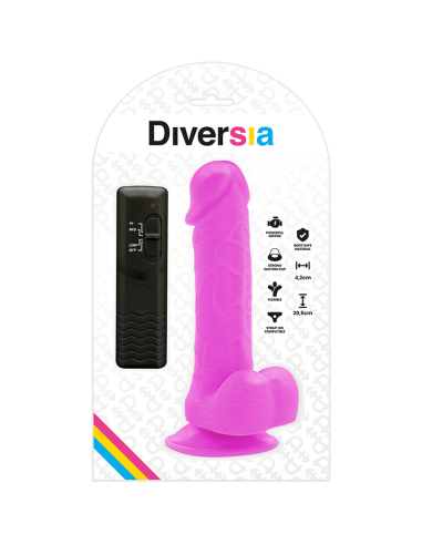 DIVERSIA - DILDO REALÍSTICO FLEXIBLE CON VIBRACIÓN LILA 20.5 CM -O- 4.2 CM