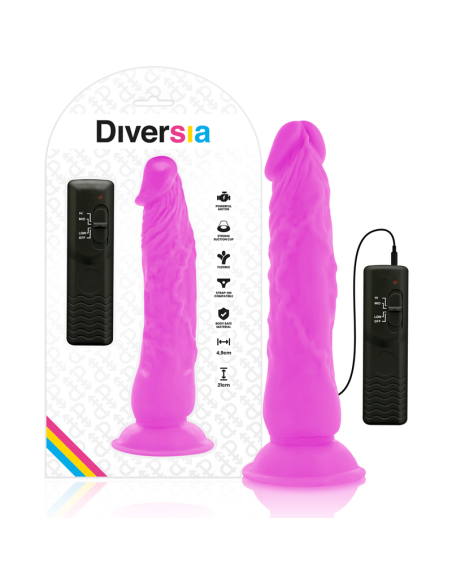 DIVERSIA - DILDO REALÍSTICO FLEXIBLE CON VIBRACIÓN LILA 21 CM -O- 4.9 CM
