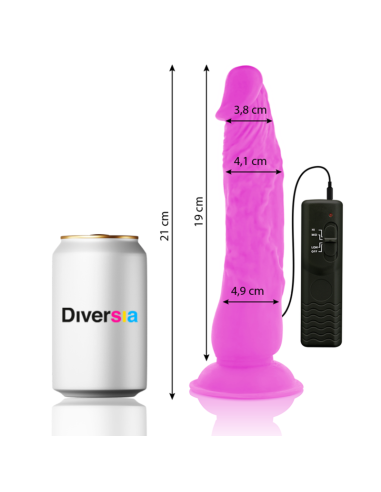 DIVERSIA - DILDO REALÍSTICO FLEXIBLE CON VIBRACIÓN LILA 21 CM -O- 4.9 CM
