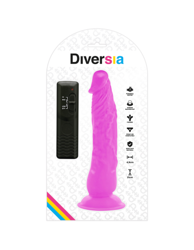 DIVERSIA - DILDO REALÍSTICO FLEXIBLE CON VIBRACIÓN LILA 21 CM -O- 4.9 CM
