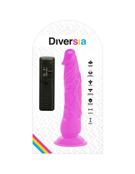 DIVERSIA - DILDO REALÍSTICO FLEXIBLE CON VIBRACIÓN LILA 21 CM -O- 4.9 CM