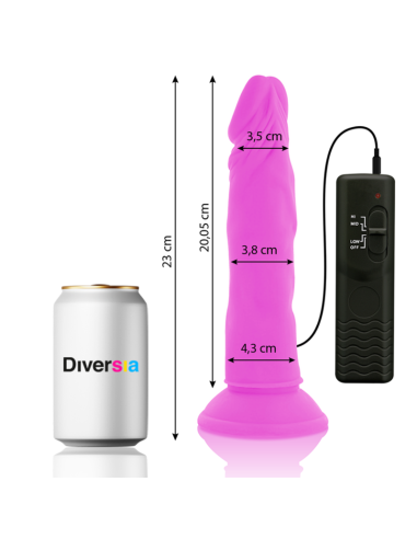 DIVERSIA - DILDO REALÍSTICO FLEXIBLE CON VIBRACIÓN LILA 23 CM -O- 4.3 CM