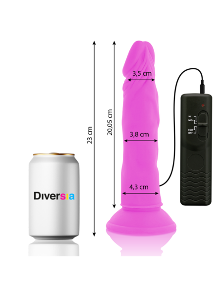 DIVERSIA - DILDO REALÍSTICO FLEXIBLE CON VIBRACIÓN LILA 23 CM -O- 4.3 CM