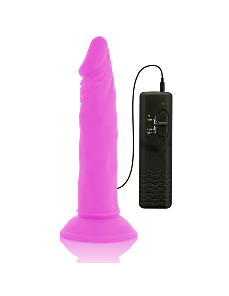 DIVERSIA - DILDO REALÍSTICO FLEXIBLE CON VIBRACIÓN LILA 23 CM -O- 4.3 CM