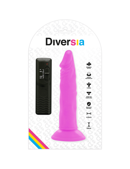 DIVERSIA - DILDO REALÍSTICO FLEXIBLE CON VIBRACIÓN LILA 23 CM -O- 4.3 CM