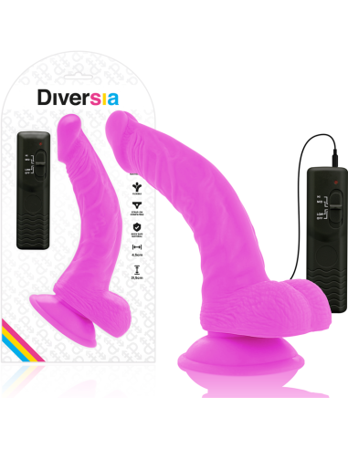 DIVERSIA - DILDO REALÍSTICO FLEXIBLE CON VIBRACIÓN LILA 21.5 CM -O- 4.5 CM