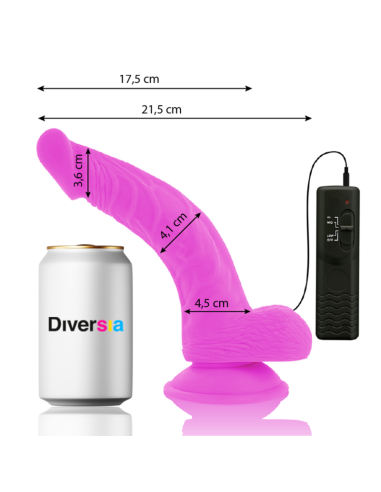 DIVERSIA - DILDO REALÍSTICO FLEXIBLE CON VIBRACIÓN LILA 21.5 CM -O- 4.5 CM