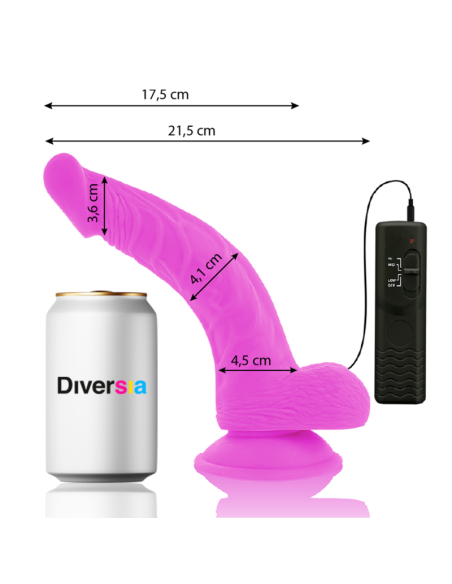 DIVERSIA - DILDO REALÍSTICO FLEXIBLE CON VIBRACIÓN LILA 21.5 CM -O- 4.5 CM