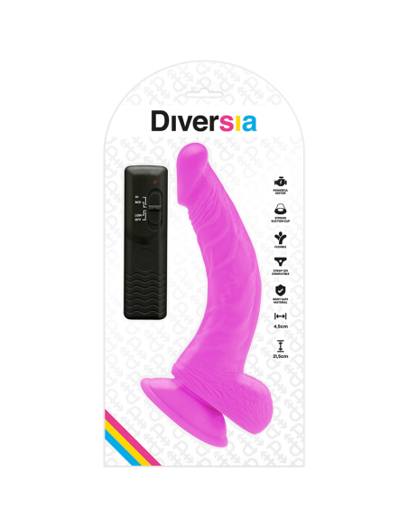 DIVERSIA - DILDO REALÍSTICO FLEXIBLE CON VIBRACIÓN LILA 21.5 CM -O- 4.5 CM