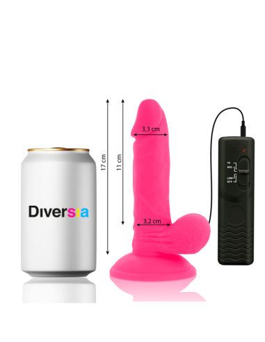 DIVERSIA - DILDO REALÍSTICO FLEXIBLE CON VIBRACIÓN ROSA 17 CM -O- 3.3 CM