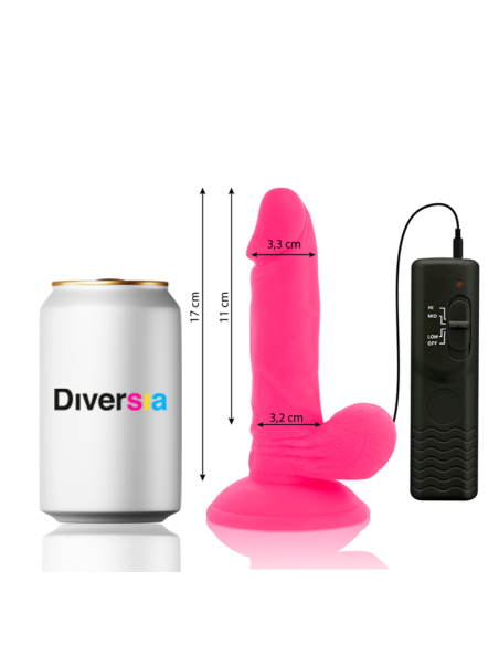 DIVERSIA - DILDO REALÍSTICO FLEXIBLE CON VIBRACIÓN ROSA 17 CM -O- 3.3 CM