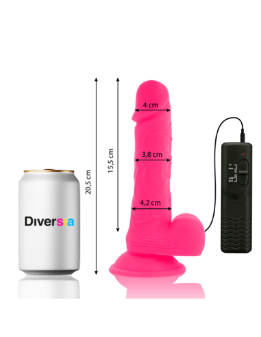DIVERSIA - DILDO REALÍSTICO FLEXIBLE CON VIBRACIÓN ROSA 20.5 CM -O- 4.2 CM