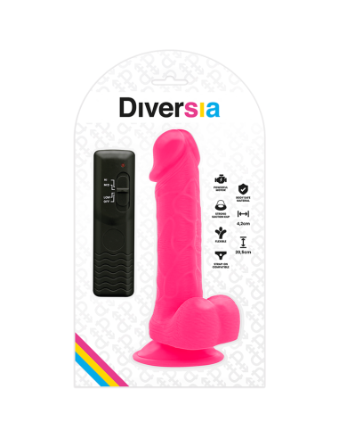 DIVERSIA - DILDO REALÍSTICO FLEXIBLE CON VIBRACIÓN ROSA 20.5 CM -O- 4.2 CM