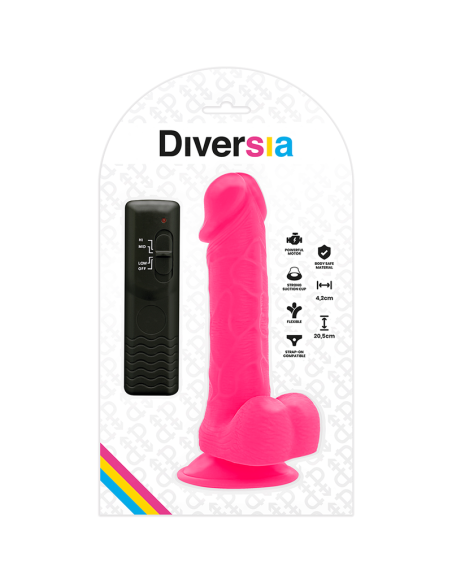 DIVERSIA - DILDO REALÍSTICO FLEXIBLE CON VIBRACIÓN ROSA 20.5 CM -O- 4.2 CM