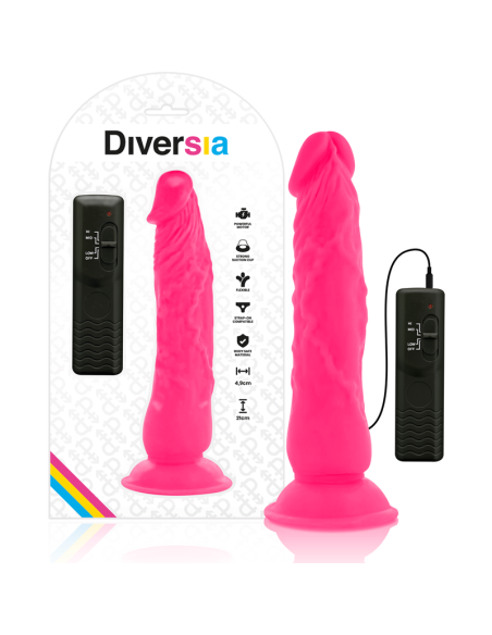 DIVERSIA - DILDO REALÍSTICO FLEXIBLE CON VIBRACIÓN ROSA 21 CM -O- 4.9 CM