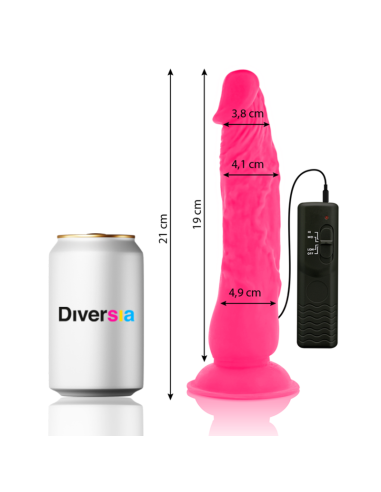 DIVERSIA - DILDO REALÍSTICO FLEXIBLE CON VIBRACIÓN ROSA 21 CM -O- 4.9 CM