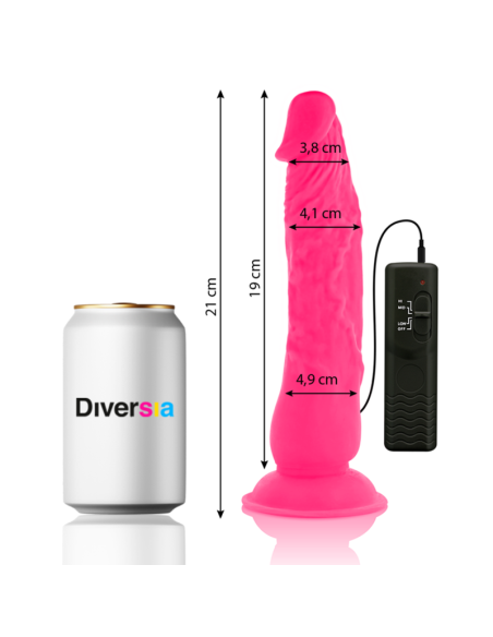 DIVERSIA - DILDO REALÍSTICO FLEXIBLE CON VIBRACIÓN ROSA 21 CM -O- 4.9 CM