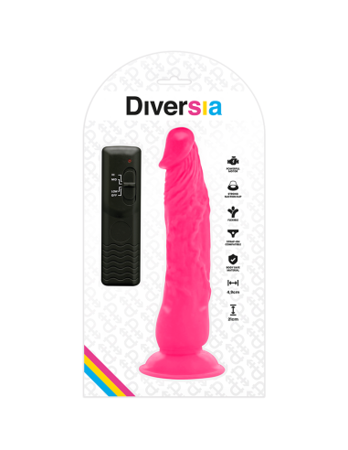 DIVERSIA - DILDO REALÍSTICO FLEXIBLE CON VIBRACIÓN ROSA 21 CM -O- 4.9 CM
