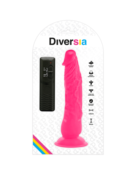 DIVERSIA - DILDO REALÍSTICO FLEXIBLE CON VIBRACIÓN ROSA 21 CM -O- 4.9 CM