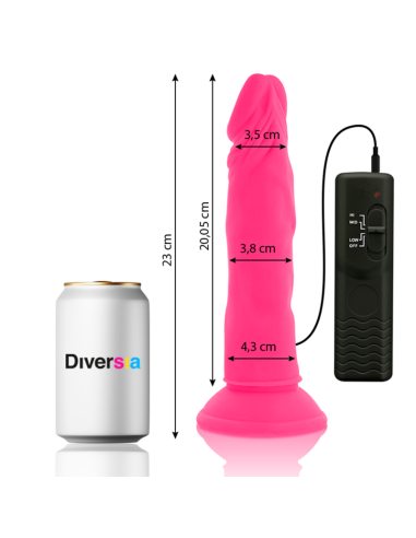 DIVERSIA - DILDO REALÍSTICO FLEXIBLE CON VIBRACIÓN ROSA 23 CM -O- 4.3 CM