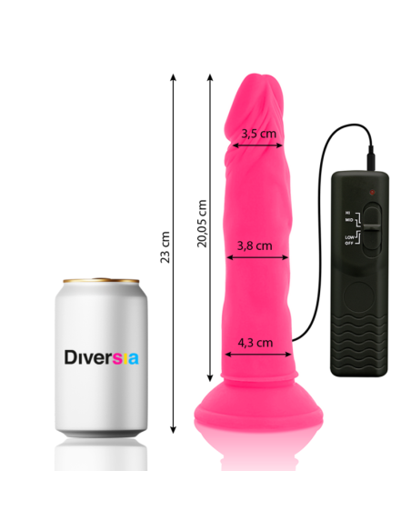 DIVERSIA - DILDO REALÍSTICO FLEXIBLE CON VIBRACIÓN ROSA 23 CM -O- 4.3 CM