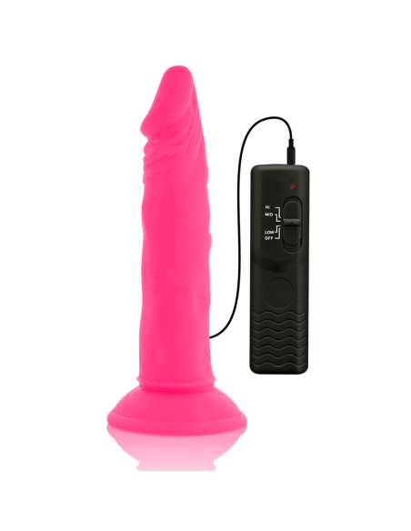 DIVERSIA - DILDO REALÍSTICO FLEXIBLE CON VIBRACIÓN ROSA 23 CM -O- 4.3 CM