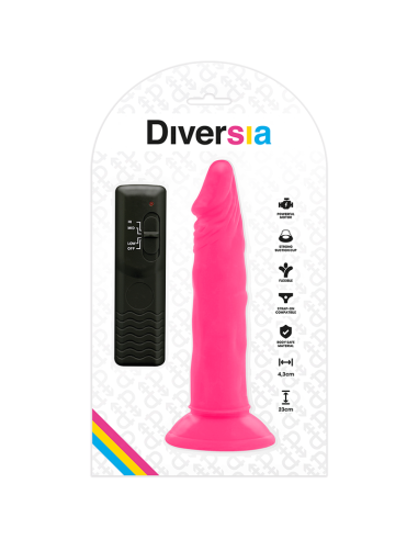 DIVERSIA - DILDO REALÍSTICO FLEXIBLE CON VIBRACIÓN ROSA 23 CM -O- 4.3 CM