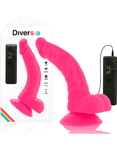 DIVERSIA - DILDO REALÍSTICO FLEXIBLE CON VIBRACIÓN ROSA 21.5 CM -O- 4.5 CM